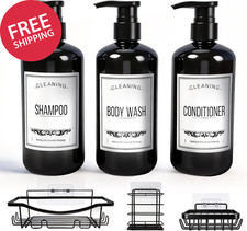 3-Pack Shampoo Conditioner Dispenser 16.9oz Refillable Plastic Pump Bottle Set