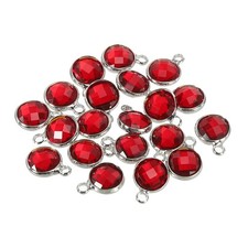 Crystal Birthstone Charm 9mm Dia January Pendant Drop Beads Wine Red 20Pcs