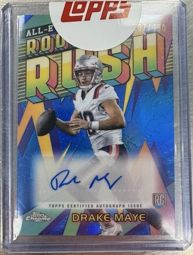 2024 Topps Chrome - All-Etch Rookie Rush Auto Drake Maye Blue Refractor /150 RC
