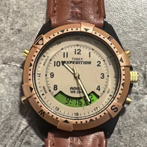 TIMEX EXPEDITION QUARTZ CREAM DIAL MF13 MEN'S FULL WORKING VINTAGE WATCH