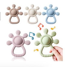 Baby Silicone Teether Rattle BPA Free Food Grade Teething Sensory Toy
