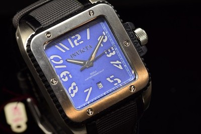 RARE Invicta Men's 1456 Cuadro Elite Blue Dial Patent Leather SWISS Quartz Watch