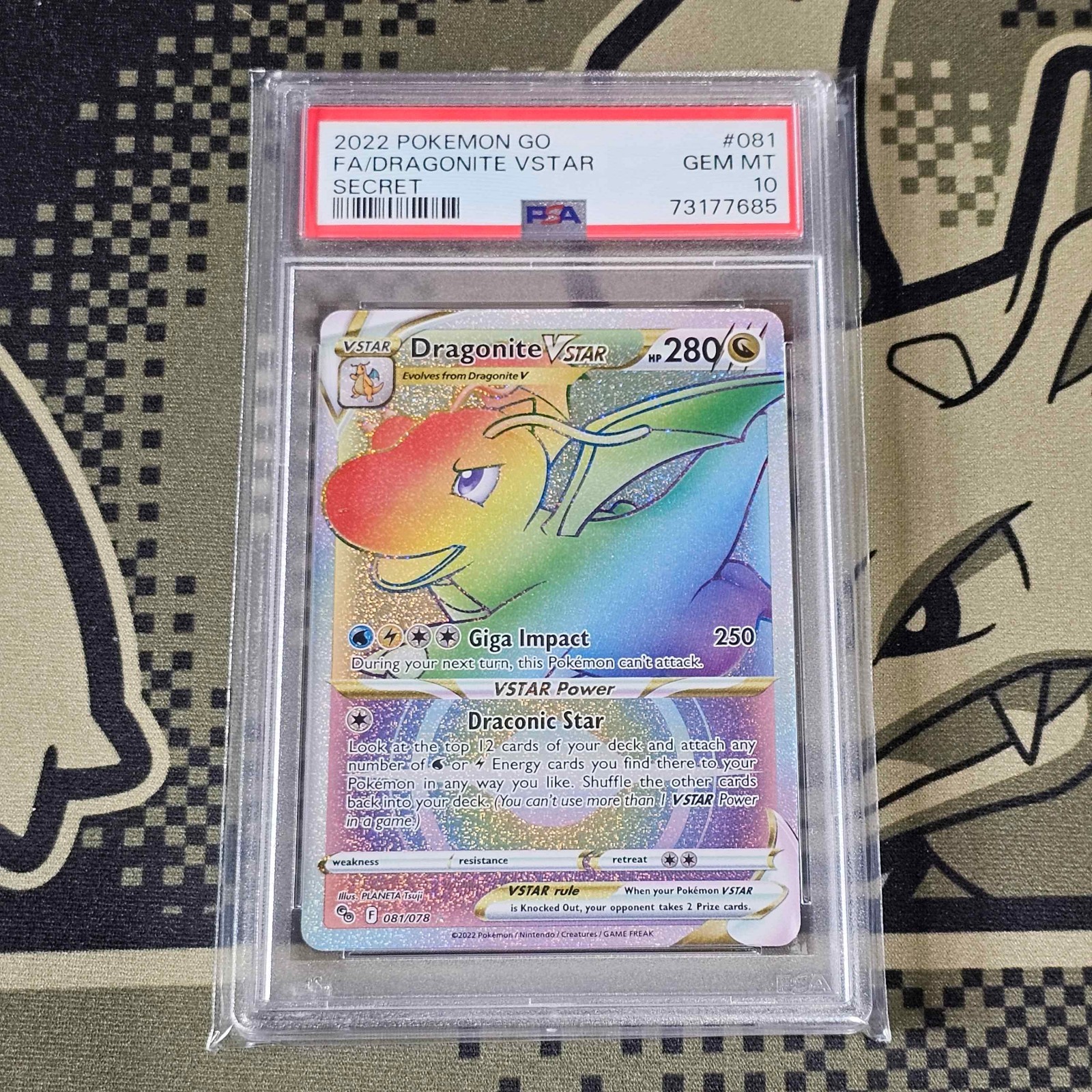 2022 POKEMON GO JPN HYPER RARE #086 FULL ART/DRAGONITE VSTAR - PSA 10