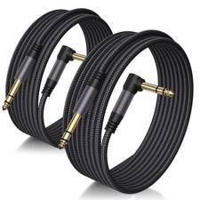 Birvemce 2 Pack 10FT 1/4" TRS Cable - Noise Free, Balanced, Right Angle