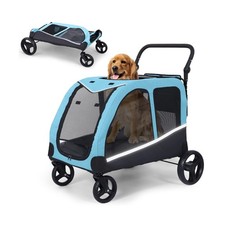 Extra Large Dog Stroller Foldable Design Adjustable Handle Up to 130 lbs