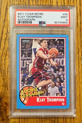 2011 Fleer Retro Klay Thompson Auto Rookie RC PSA 9 Mint Golden