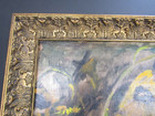 original oil Painting MCM Expressionist Night Moonlit Sunflowers Abstract Signed — photo 6