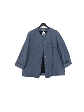 Ulla Popken Women's Jacket Uk 16 Blue Striped 100% Linen Bomber Jacket