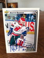 1992-93 UPPER DECK #408 MARTIN BRODEUR SIGNED AUTOGRAPHED CARD