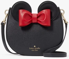 Kate Spade Disney Minnie Mouse 3D Crossbody Bag KG588 Black Purse NWT Red Bow