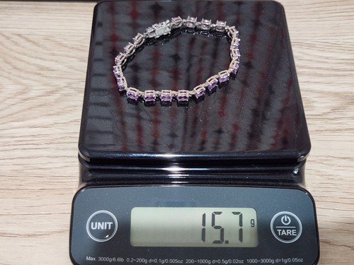 8.25" Sterling Silver (.925) Tennis Bracelet Oval Light Purple Stones - Picture 5 of 5