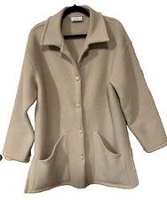 Linda Lundstrom Jacket Tan Large Recycled Fleece Coat