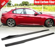 Real Carbon Side Skirts Extension Lip Spoiler Panel For Alfa Romeo Giulia 17-22