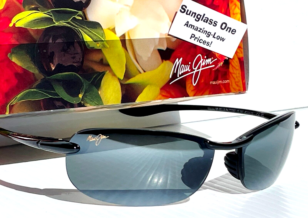 NEW Maui Jim MAKAHA Gloss Black POLARIZED Grey Lens Sunglass 405