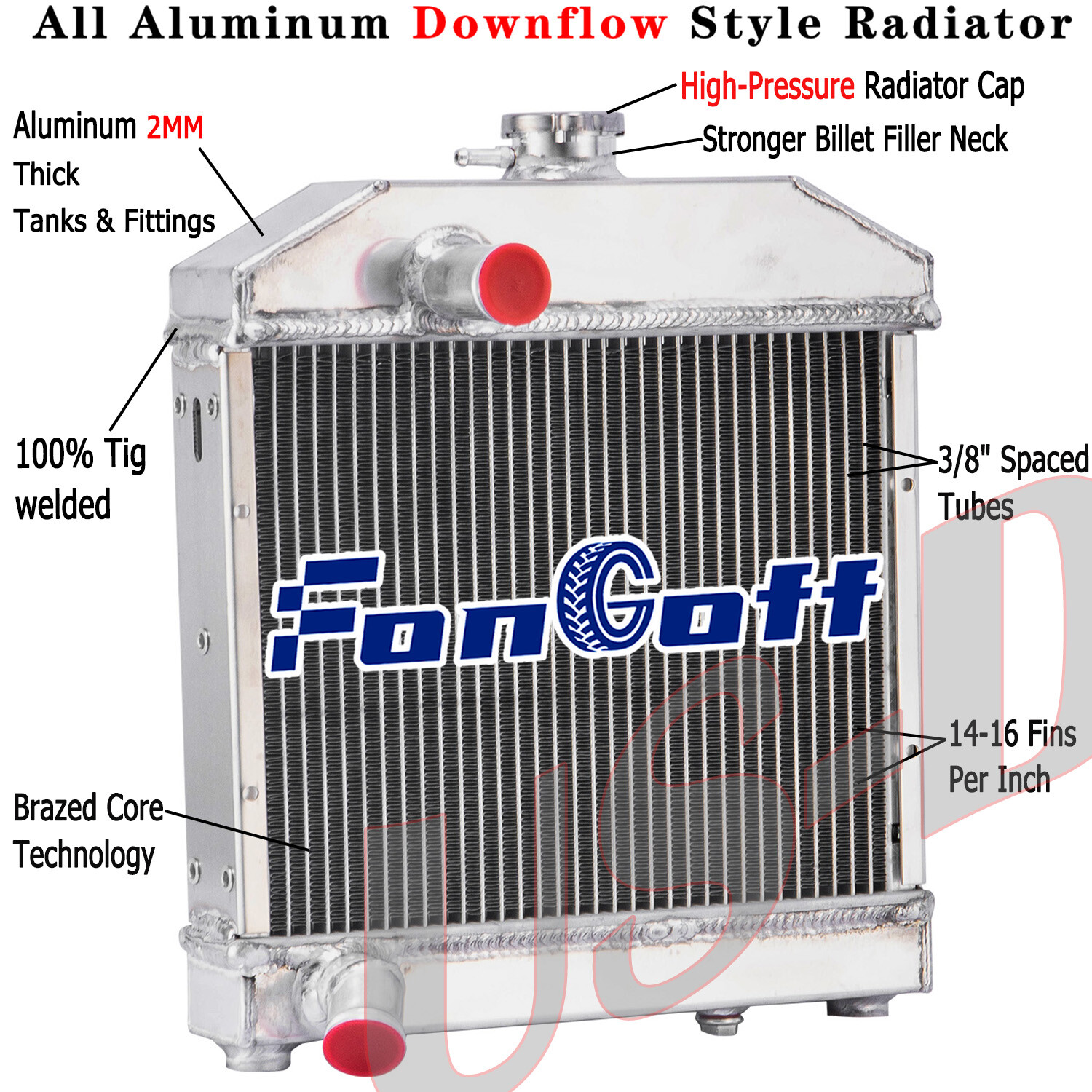 3 Row 52mm Radiator for Kubota L-Series L175 L185 L1500 L1501 L1801 15221-72063