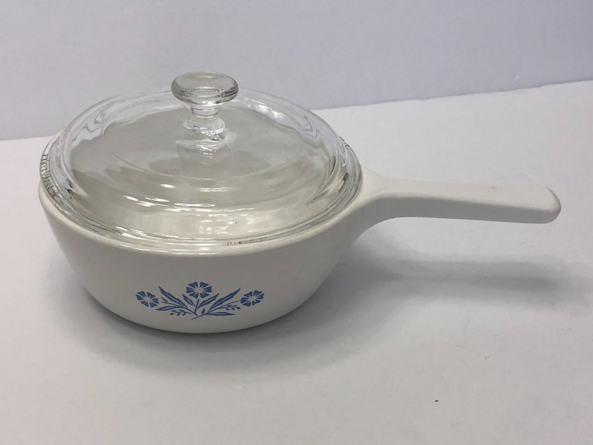 Vintage Corning Ware P-81-B Cornflower Blue Skillet with Pyrex P-81-C Lid