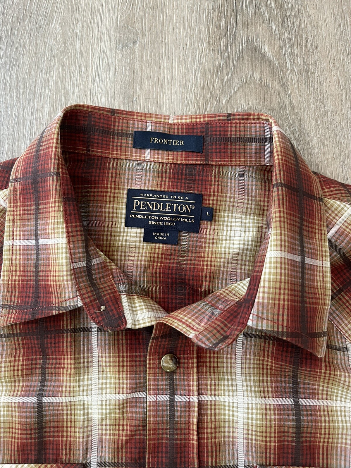 Men’s Pendleton Frontier Snap Button Down Sz L - image 3