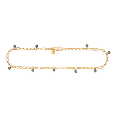 cai Fußkette 925 Silber vergoldet Fußkettchen Damen Hämatit Gliederkette NEU cai