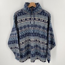 Maglione donna vintage Arbor Creek pile anni 90 blu azteco western taglia media 9-11