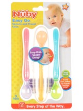 Nuby Easy Go 3-Pack Spoons with Travel Case - pink, one size
