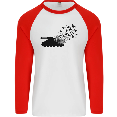 Banksy Style Tank and Doves Peace Mens L/S Baseball T-Shirt - Picture 17 of 29