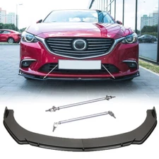 Carbon Fiber Style Car Front Bumper Lip Spoiler Splitter + Strut Rods For Mazda6