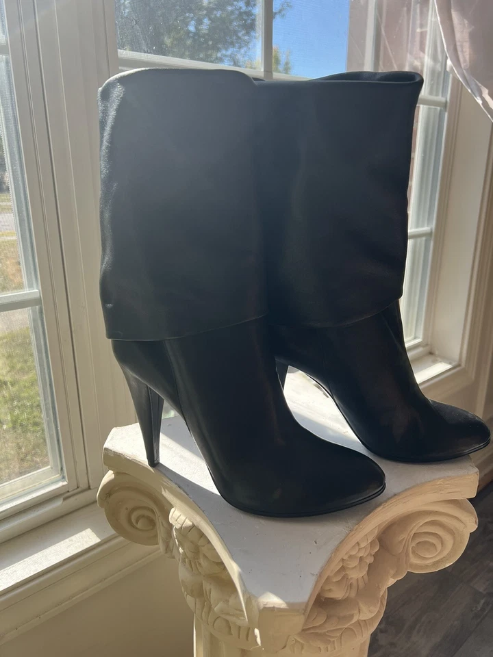 Bota de cuero de diseñador plegable Sigerson Morrison talla 8,5 $800 media pantorrilla Foto 2 de 4