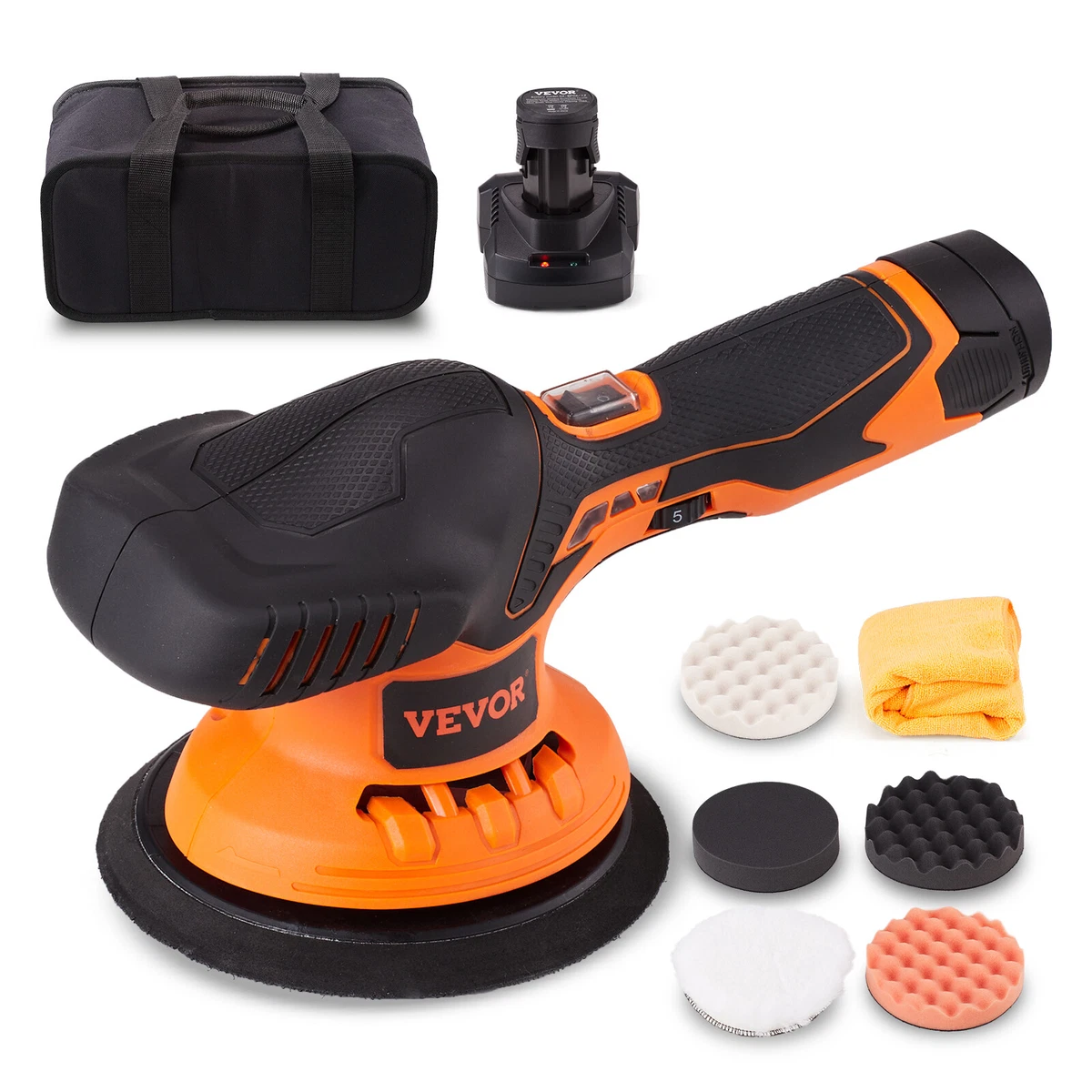 VEVOR Car Polisher Buffer Cordless Dual Action Polishing Machine 6 1PC  Battery