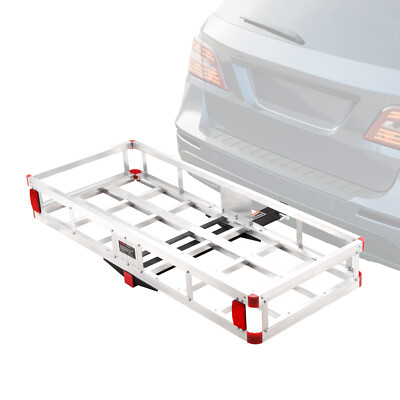 Hitch Mount Cargo Carrier 49.4x22.4x7.1 in 500lb Aluminum Fits 2'' Receiver