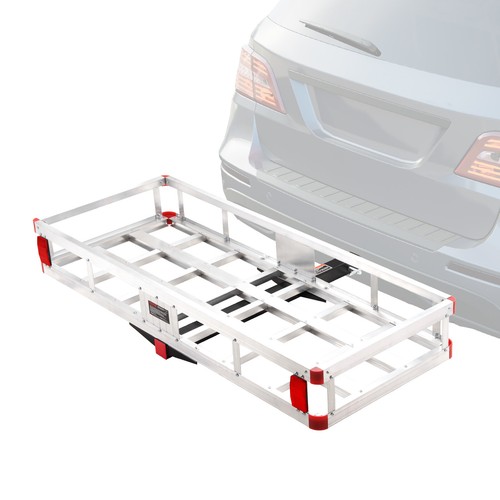 Hitch Mount Cargo Carrier 49.4x22.4x7.1 in 500lb Aluminum Fits 2" Receiver