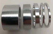 DELUXE SILVER BIKE BICYCLE ALLOY 1 1/8" HEADSET SPACERS SET 2mm 5mm 10mm 20mm