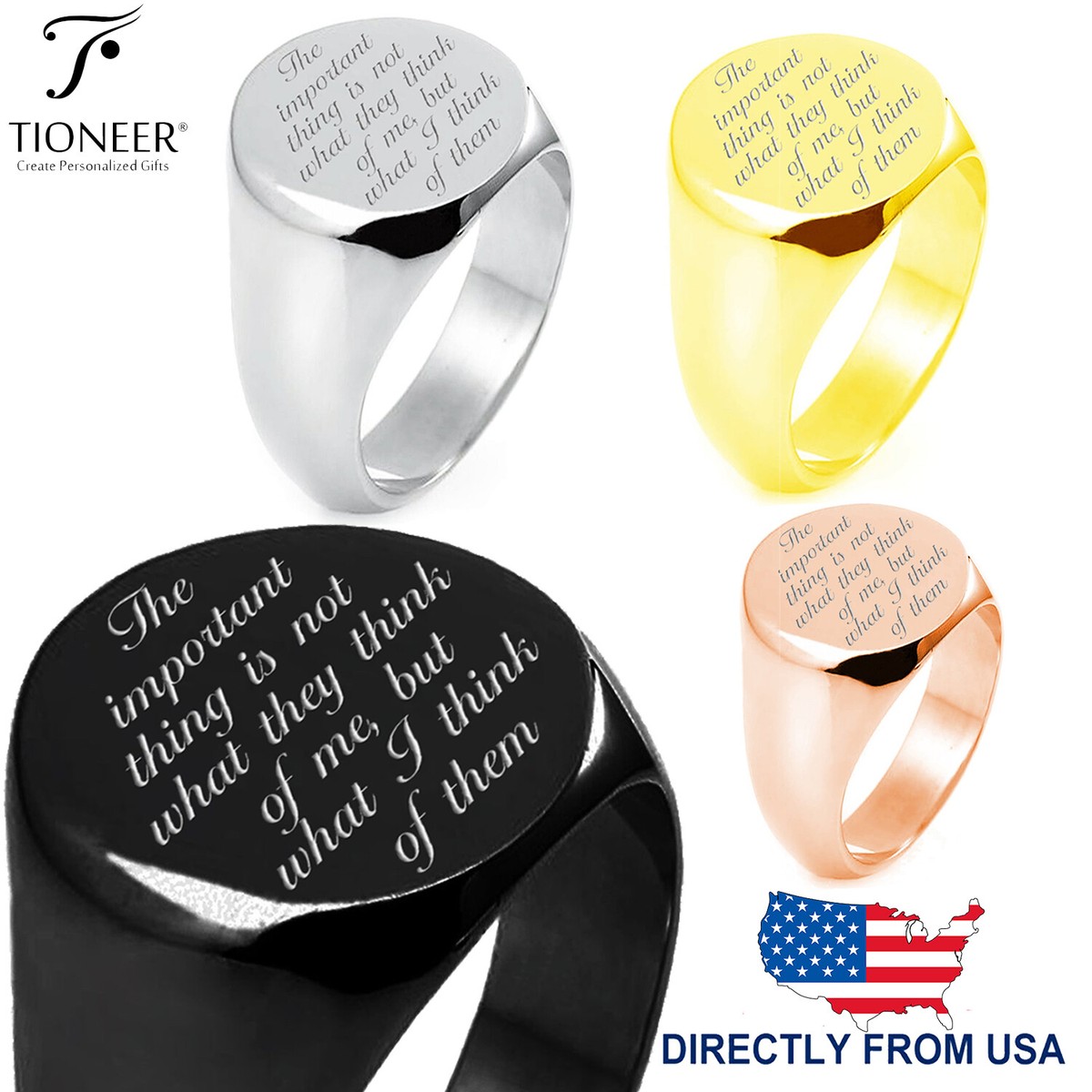 Sterling Silver 925 Round Flat Top Polished Signet Killing Eve