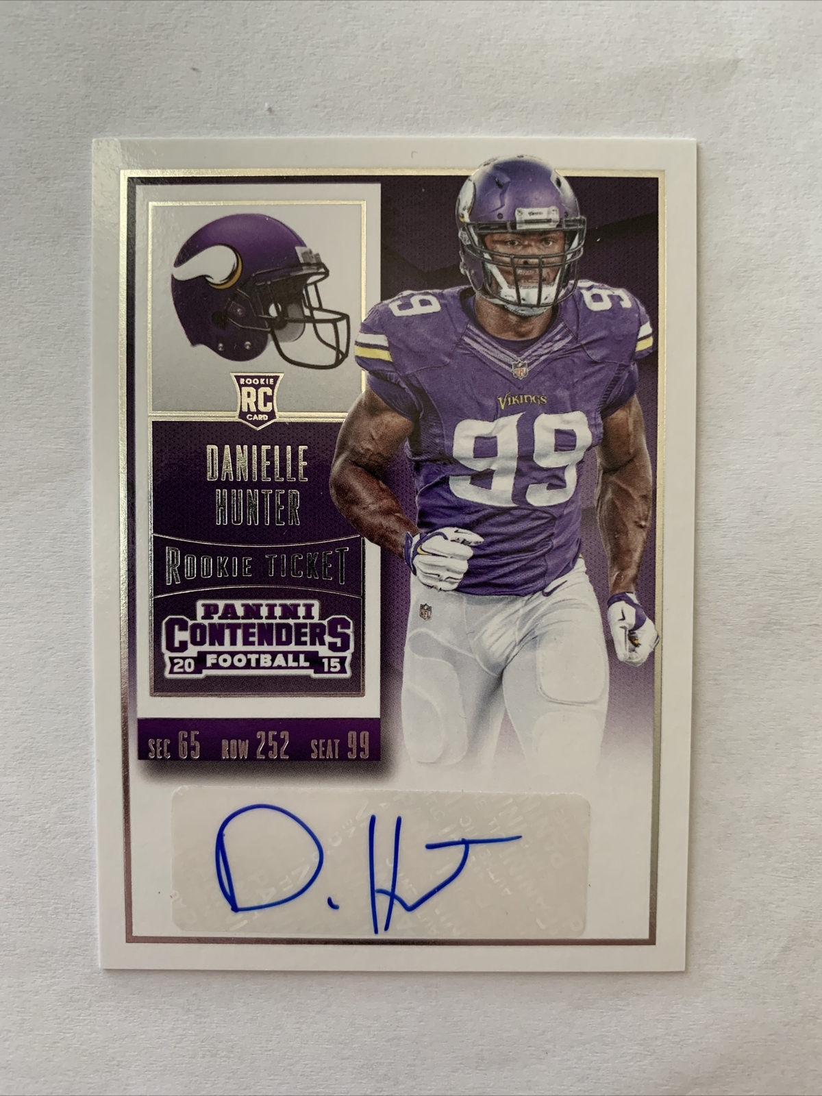 DANIELLE HUNTER 2015 Panini Contenders Rookie Ticket #132 RC Auto Autograph