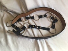 2 Womens Western Leather Belts Sz M 27-34   Black Brown Silver Buckles Tooled