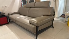 Divano 3 posti in pelle, beige, Roche Bobois, come nuovo, poggiatesta ad hoc