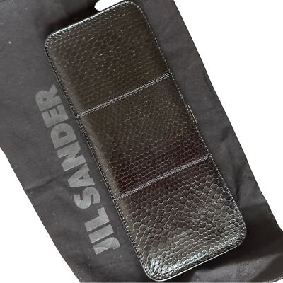 Jill Sander Lizard Leather Black Clutch