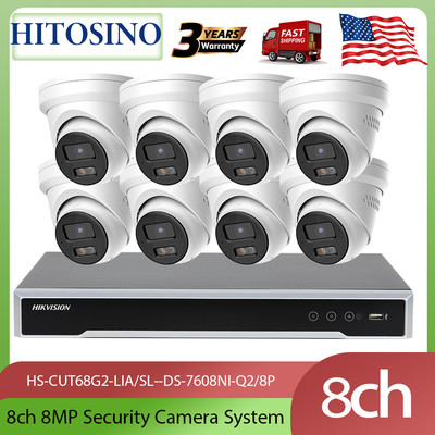 For Hikvision 8CH 4K 8MP POE Security IP Camera System AUdio Alarm AI Detect Lot