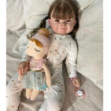 28inch Artist Finished Huge Reborn Baby Doll Hand-Rooted Hair Toddler Cute Girl