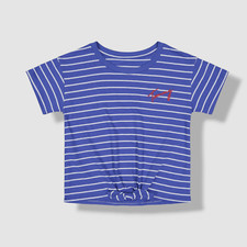 Tommy Hilfiger Kid's Girl's Blue Yarn Dye Striped T-Shirt Size XL