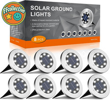 8x Solar Ground Lights Outdoor Garden Pathway Patio Lawn 8 LED IP65 White UK