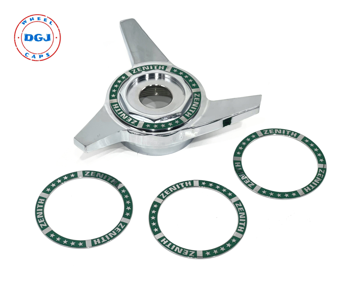 Superswept Zenith Green on Chrome Rings for Lowrider Wire Wheel