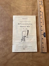 International Harvester McCormick-Deering No. 1-B Hammer Mill Instructions