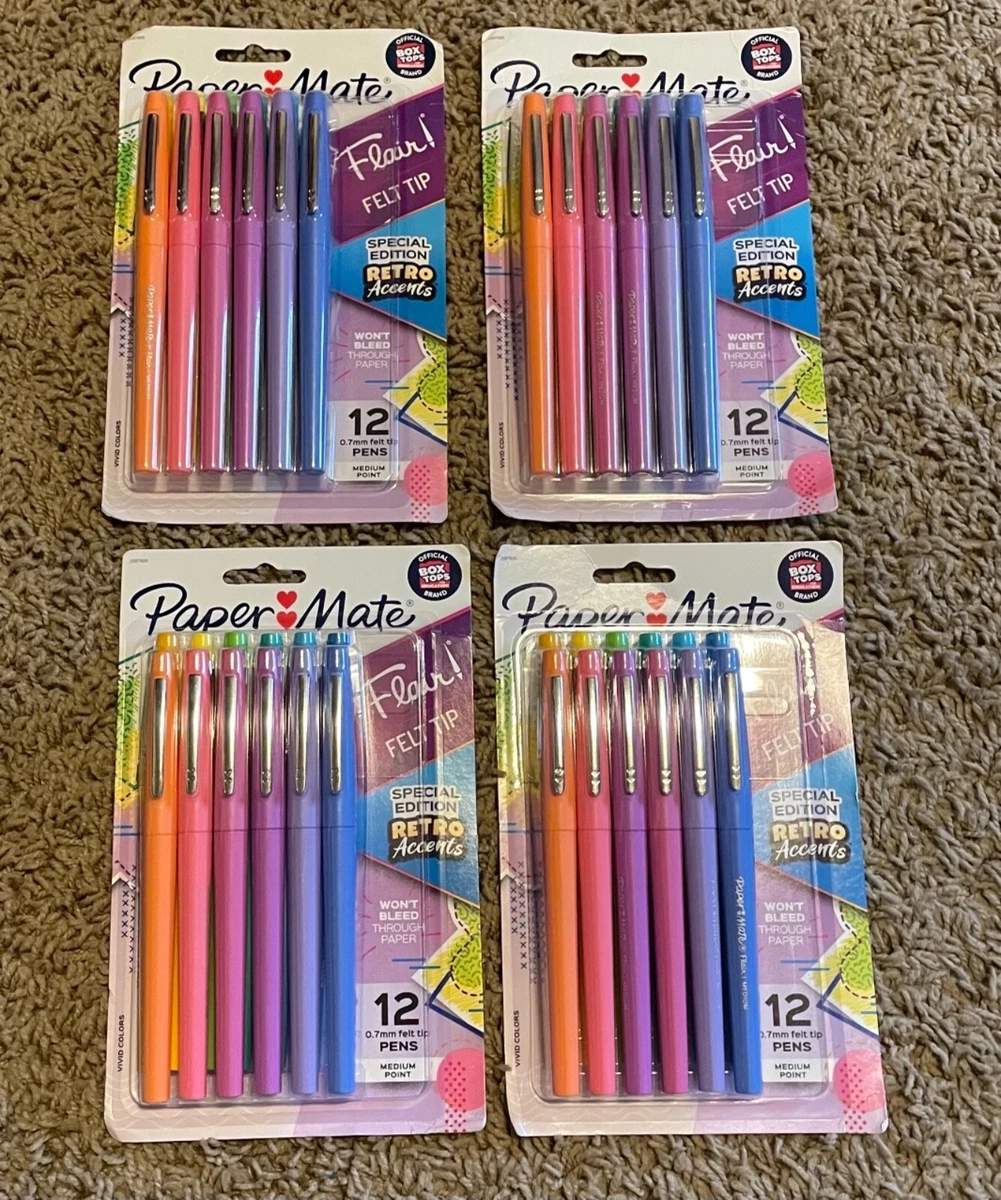 48 New Paper Mate Flair Felt Tip Pens, Medium Point Special Edition Retro accent