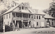 NH West Chesterfield IGA General Store Post Office Gas Pumps c1954 Postcard