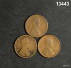 3 COIN LINCOLN CENT SET: 1912 D VG, 1911 D GOOD, 1913 D GOOD! #13443