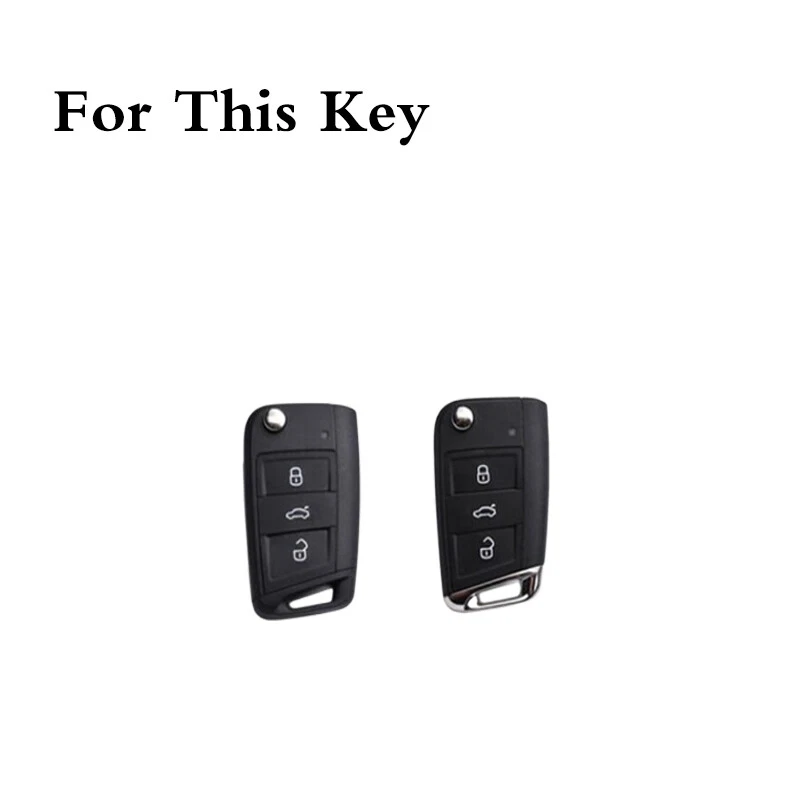 Suede Leather Car Key Case Cover For Volkswagen Golf 7 MK7 GTI Polo Tiguan Karoq Foto 2 de 4