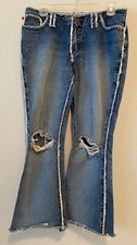 Vintage Zana-di Blue Jeans Denim Frayed Edges  Sides Distressed Pants Size 7