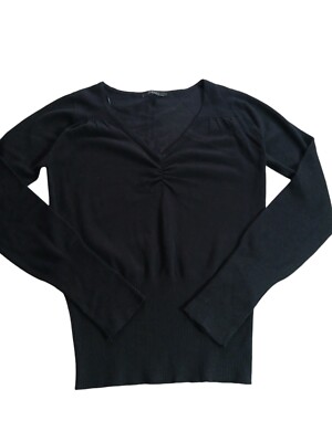 Made In Spain St. Bernard for Dunnes Women Black v neck pull over sweater Sz 14