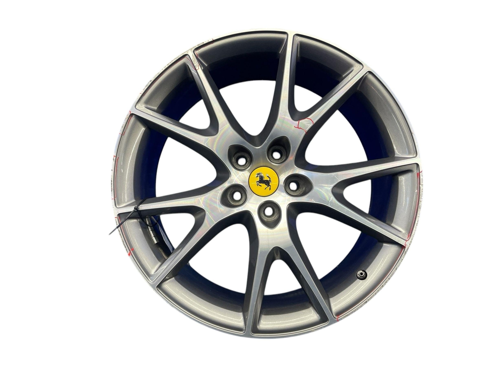 2008-2014 FERRARI CALIFORNIA 20X8 FIVE Y SPOKE WHEEL RIM SILVER *CURB RASH*