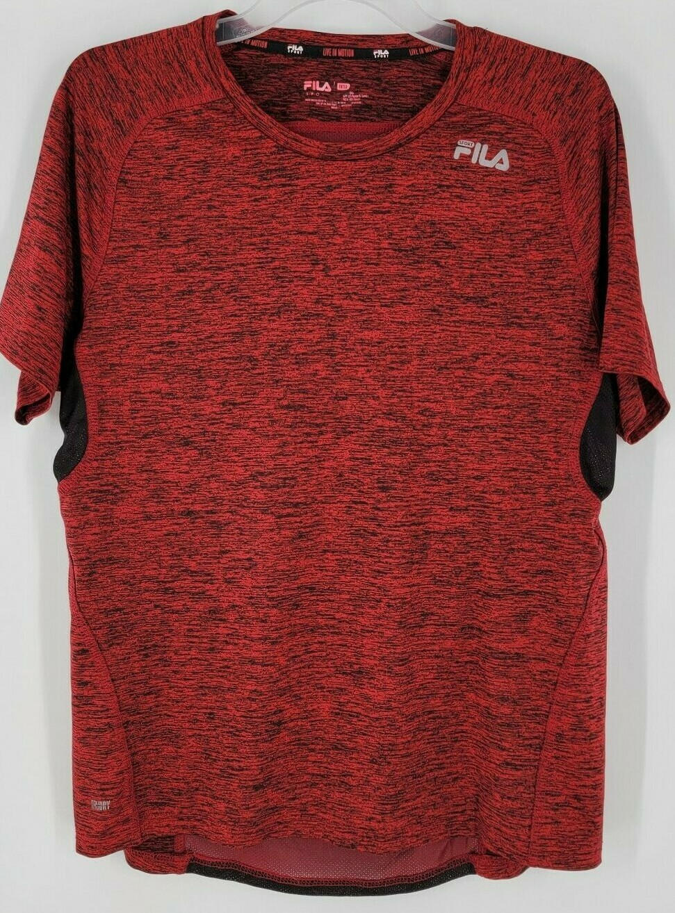 T shirt FILA Sport Live In Motion taglia M aderente rossa e nera TruDry